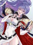  1girl absurdres alternate_costume artist_name breasts commission commissioner_upload fire_emblem fire_emblem:_genealogy_of_the_holy_war fire_emblem_heroes highres ishtar_(fire_emblem) long_hair looking_at_viewer nail_polish open_mouth ponytail purple_hair skeb_commission smile snow20200 solo violet_eyes watermark 