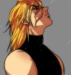  1boy bare_shoulders blonde_hair dio_brando earrings jewelry jojo_no_kimyou_na_bouken jonya looking_up male_focus profile rain sleeveless sleeveless_turtleneck solo stardust_crusaders turtleneck wet wet_hair 