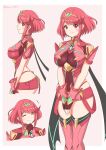  absurdres bangs black_gloves breasts chest_jewel earrings fingerless_gloves gem gloves headpiece highres jewelry large_breasts pyra_(xenoblade) red_eyes red_legwear red_shorts redhead ryochan96154 short_hair short_shorts shorts swept_bangs thigh-highs tiara xenoblade_chronicles_(series) xenoblade_chronicles_2 