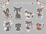  :d ;d alternate_color animal_focus blue_eyes closed_eyes colored_sclera commentary_request espeon espurr glameow grey_background halloween highres litten meowth no_humans one_eye_closed open_mouth outline pokemon pokemon_(creature) purrloin sasabunecafe skitty smile sneasel tongue tongue_out yellow_eyes yellow_sclera 