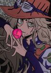  1boy beard brown_eyes facial_hair goggles goggles_on_headwear green_lips gyro_zeppeli hat highres jojo_no_kimyou_na_bouken karabako light_brown_hair long_hair solo steel_ball steel_ball_run wristband 