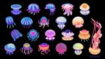  animal animal_focus artist_name black_background heart jellyfish no_humans original pikaole simple_background tentacles too_many watermark 