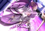  1girl absurdres breasts crossed_arms dress fate/grand_order fate_(series) fur_trim futat25 highres jewelry large_breasts long_hair pendant purple_hair red_eyes scathach_(fate)_(all) scathach_skadi_(fate/grand_order) tiara wand 