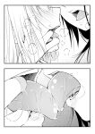  2girls blush close-up commentary_request finger_in_another&#039;s_mouth french_kiss greyscale heavy_breathing highres kiss monochrome multiple_girls open_mouth original saliva teeth tongue tongue_out upper_teeth yui_7 yuri 