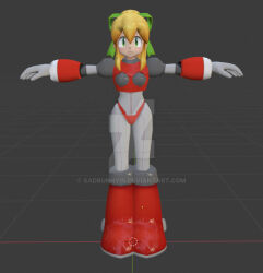  1girl :d aged_up android antennae armor armored_boots arms_up bikini_armor black_gorget blonde_hair bodysuit bodysuit_under_armor boots breast_missiles breastplate breasts clenched_hands commentary covered_navel cowboy_shot deviantart_username earphones english_commentary full_body gorget green_eyes green_ribbon grey_background grey_bodysuit grid_background groin hair_between_eyes hair_ribbon hairband hand_on_own_hip hand_up headphones high_ponytail hyper_roll_(marvel_vs._capcom) joints knee_boots knee_guards knee_pads large_breasts long_hair looking_at_viewer marvel_vs._capcom marvel_vs._capcom_2 mechanical_arms mechanical_boots mechanical_legs mega_man_(classic) mega_man_(series) metal_gloves miyako_(toykingpaint) ponytail radio_antenna ribbon robot robot_girl robot_joints roll_(mega_man) sadbunny15 shoulder_armor sidelocks simple_background smile solo standing t-pose 