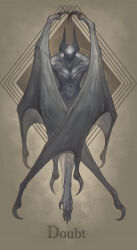  1boy absurdres bat_wings faceless full_body grin highres monster original smile solo wings yin_zhe 