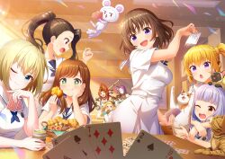  +_+ 6+girls :3 :d :o :t ;) ;o absurdres alternative_girls analog_clock animal animal_on_head armpit_crease arms_around_neck asahina_nono bare_shoulders belt_collar black_choker black_flower black_gloves black_hair black_hairband black_headband black_rose black_shirt blonde_hair blush bob_cut breasts brown_hair calico_(pattern) calico_cat camera card cat cat_on_head ceiling_light chalkboard checkerboard_cookie chewing chocolate_chip_cookie choker classroom clock closed_eyes closed_mouth clothes_writing coat collar colorpoint_(pattern) commentary_request cookie crumbs cup curtained_hair dot_nose dress eating emblem eternal_dahlia evening fangs floating flower flower_hairband food food_on_face gloves green_eyes green_tea hachimaki hair_flower hair_ornament hair_tie hairband hand_on_own_cheek hand_on_own_face hand_up headband high_ponytail high_side_ponytail highres hiiragi_tsumugi hirose_koharu holding holding_animal holding_bread holding_camera holding_card holding_cat holding_sword holding_weapon hug hug_from_behind index_finger_raised indoors ippongi_botan jacket jitome lace lace-trimmed_gloves lace_trim large_breasts leaning_forward lens_flare lily_(flower) long_hair long_sleeves looking_at_viewer looking_back marvelous_lily medium_breasts melo_(alternative_girls) mizushima_airi motion_blur multicolored_hair multiple_cats multiple_girls non-circular_lens_flare official_art on_head one_eye_closed open_clothes open_coat open_mouth orange_eyes orange_hair over_shoulder pink_streaks playing_card playing_card_game playing_games ponytail pov public_address_system purple_flower purple_hair red_lips rose sailor_collar saionji_rei school_uniform second-party_source shinai shirt short_hair siamese_cat side_ponytail sidelocks sideways_glance single_hair_streak sitting small_sweatdrop smile smug standing steam streaked_hair summer_uniform sunlight sword sylvia_richter tabby_cat table tea tea_stalk twintails violet_eyes wall_clock weapon weapon_over_shoulder whistle whistle_around_neck white_coat white_dress white_jacket white_sailor_collar white_shirt wicker_basket wooden_table yunomi 