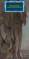  1girl absurdres alt_text animal_ears antlers blonde_hair checkered_clothes collared_shirt commentary deer_antlers deer_ears deer_girl deltarune english_commentary english_text furry furry_female goomyloid highres horns long_hair noelle_holiday parted_lips shirt snowflakes solo utdr_(toby_fox) weird_route_(deltarune) wet white_shirt 
