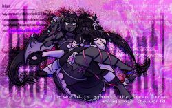  @_@ black_hair black_skin colored_skin cosplay cyclops demon_girl demon_horns english_text feelingmachine glitch_background headphones highres horns lolita_fashion melting monster_girl multicolored_eyes multiple_horns nocturne_(feelingmachine) one-eyed open_mouth q-chan_(yunyun_denpa_syndrome) ribbon self-upload sharp_teeth siren_(the_binding_of_isaac) slime_(creature) slime_(substance) slime_girl slime_hair sparkling_eyes teeth the_binding_of_isaac twintails yunyun_(yunyun_denpa_syndrome) yunyun_denpa_syndrome 