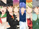  black_hair blonde_hair blue_eyes blue_hair brown_eyes brown_hair column_lineup green_eyes grey_hair hachigo_(artist) hachigo_(hachi-5) hijiri_byakuren hood houjuu_nue kumoi_ichirin murasa_minamitsu nazrin orange_eyes toramaru_shou touhou undefined_fantastic_object yellow_eyes 