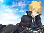   blonde_hair blue_eyes cape giotto katekyou_hitman_reborn short_hair sky necktie vongola_primo  