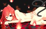 animal_ears butterfly fire kaenbyou_rin long_hair nude red_eyes redhead touhou twintails 