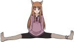   animal_ears barefoot brown_hair holo long_hair red_eyes spice_and_wolf transparent vector wolfgirl  