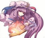 book hat long_hair patchouli_knowledge purple_hair ribbons touhou violet_eyes white 