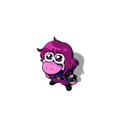  1girl blush chibi chibi_only colored_skin crying crying_with_eyes_open deltarune discount-supervillain from_above full_body pink_skin reptile_girl solo standing susie_(dark_world)_(deltarune) susie_(deltarune) tears utdr_(toby_fox) 