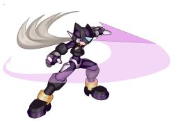  1boy armor black_armor black_helmet black_zero_(mega_man) blue_eyes energy_sword forehead_jewel grey_hair helmet long_hair mega_man_(series) mega_man_zero_(series) rememberthesea simple_background solo sword weapon white_background z_saber zero(z)_(mega_man) zero_(mega_man) 