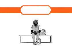  1boy backpack bag book commentary full_body head_down holding holding_book holding_pen kim_dokja male_focus oldest_dream omniscient_reader's_viewpoint open_book pen rroronn school_uniform shaded_face shirt short_hair sitting solo t-shirt vest writing 