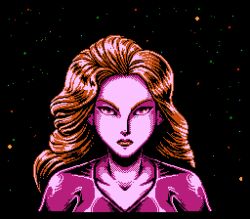  1girl alternate_color animated animated_gif aseprite_(medium) collarbone doctorspectre facing_viewer justin_bailey leotard lipstick long_hair looking_at_viewer makeup metroid nintendo pixel_art purple_leotard red_lips samus_aran see_you_next_mission solo space star_(sky) starry_sky_background v-neck wavy_hair 