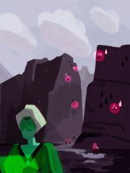  6+girls bubble commentary english_commentary gem_(steven_universe) gem_kindergarten highres hologram homeworld_gem_uniform in-universe_location landscape multiple_girls original outdoors peridot_(thefaeriemerchant) science_fiction steven_universe thefaeriemerchant upper_body 
