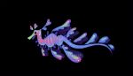  ._. animal animal_focus artist_name black_background black_eyes commentary_request fins from_side leafy_seadragon no_humans original pikaole simple_background tail_fin watermark 