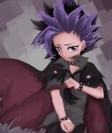  1boy black_hair black_jacket black_pants blue_eyes brown_footwear choker jacket long_sleeves male_focus necktie pants spiky_hair title torn_jacket yu-gi-oh! yu-gi-oh!_arc-v yuu-gi-ou yuu-gi-ou_arc-v yuuto_(yuu-gi-ou_arc-v) yuya_smiley 