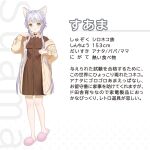  1girl animal_ears bangs cat_ears cat_girl character_name character_profile coat collared_dress dress full_body green_eyes hands_up highres koyoi_mitsuki long_hair looking_at_viewer original pink_footwear shoes sidelocks silver_hair slippers solo standing standing_on_one_leg 