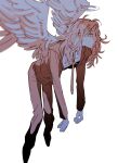  1boy angel_devil_(chainsaw_man) angel_wings chainsaw_man collared_shirt feathered_wings floating formal halo highres long_hair looking_to_the_side naotin3333 necktie shirt solo suit white_background white_wings wings 