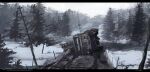  chinese_commentary commentary_request english_text forest gaz-66 haguruma_c highres letterboxed log military military_vehicle nature no_humans original outdoors road snow tree utility_pole 