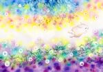  absurdres animal animal_focus artist_name closed_eyes commentary_request floating flying highres multicolored_background no_humans original plant rabbit sinsousui star_(symbol) 