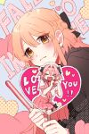  1boy 1girl astolfo_(fate) blonde_hair blush bow braid fate/apocrypha fate_(series) heart heart_hands i_heart... koyashaka original otoko_no_ko pale_skin pink_hair violet_eyes yellow_eyes 