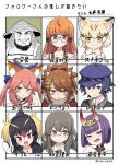  2boys 6+girls :3 :d animal_ear_fluff animal_ears bangs black_hair blonde_hair blue_eyes blue_hair blue_headwear blunt_bangs bow bowtie brown_hair cat_ears character_request chart commentary copyright_request eyebrows_visible_through_hair fangs fate/extra fate_(series) followers_favorite_challenge fox_ears futaba_anzu green_eyes grey_eyes grey_hair hair_between_eyes hair_bow hair_ornament hairclip hat headphones highres horns kemono_friends long_hair looking_at_viewer multicolored_hair multiple_boys multiple_girls oni_horns oogushi_aritomo open_mouth orange_hair over-rim_eyewear persona pink_hair purple_hair red_eyes redhead rockhopper_penguin_(kemono_friends) sand_cat_(kemono_friends) semi-rimless_eyewear short_hair shuten_douji_(fate) simple_background skin-covered_horns smile tamamo_(fate) tamamo_no_mae_(fate/extra) triangle_mouth twitter_username violet_eyes white-framed_eyewear white_background yellow_eyes 