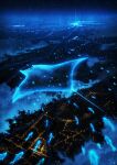  absurdres blue_theme city_lights commentary flying from_above highres night no_humans original space vinci_v7 