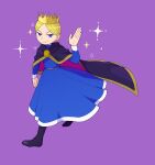  1boy aboutama blonde_hair blue_eyes cape child crown daida looking_at_viewer male_focus ousama_ranking prince short_hair smile solo sparkle waving wind 
