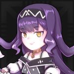  1girl bracelet choker headband jewelry looking_to_the_side lowres official_art pale_skin polygon_project purple_hair snake_hair solo virtual_youtuber xmu_m yellow_eyes 