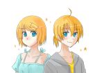  blonde_hair kagamine_len kagamine_rin short_hair twins vocaloid 