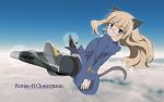  animal_ears brown_eyes brown_hair clouds glasses long_hair perrine-h_clostermann sky strike_witches tail 