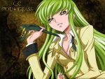  cc cleavage code_geass green_hair long_hair school_uniform yellow_eyes 