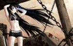  black_hair black_rock_shooter black_rock_shooter_(character) blue_eyes chain long_hair sword twintails weapon 