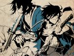  hakuouki_shinsengumi_kitan katana okita_souji polychromatic saitou_hajime sword weapon 