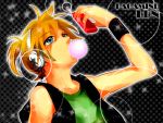  black blonde_hair blue_eyes dark headphones kagamine_len phone short_hair vocaloid 