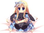  blonde_hair blue_eyes moriguchi_yuu ribbons tagme 