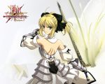  armor blonde_hair fate/stay_night fate/unlimited_codes green_eyes saber saber_lily sword weapon 