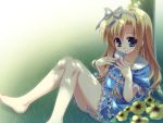  blonde_hair blue_eyes moriguchi_yuu ribbons tagme 