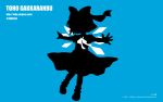  blue cirno dress ribbons short_hair silhouette touhou wings 