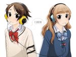  cardigan headphone_+_musume headphones lollipop original otakubeam school_uniform sennheiser serafuku sweater wallpaper 