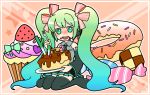  cake doughnut food hatsune_miku long_hair open_mouth twintails vector vocaloid 