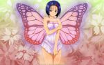   blue_eyes blue_hair butterfly dress flower rose sairenji_haruna to_love-ru wings  