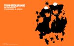  animal_ears dress hat inubashiri_momiji leaves orange shameimaru_aya short_hair silhouette tail touhou wolfgirl 