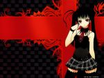   black_hair gothic long_hair red_eyes skirt thigh-highs necktie twintails  