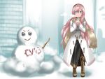  caffein megurine_luka pink_hair scarf snow snowman vocaloid 